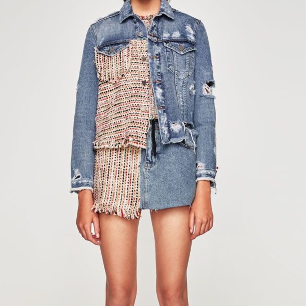 Zara Tweed Denim Jacket